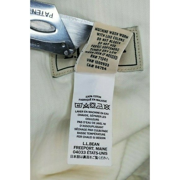L.L. Bean WF Dress Chino Plain Front Classic Fit Men Dark Khaki Size 35 Pants - Picture 11 of 12